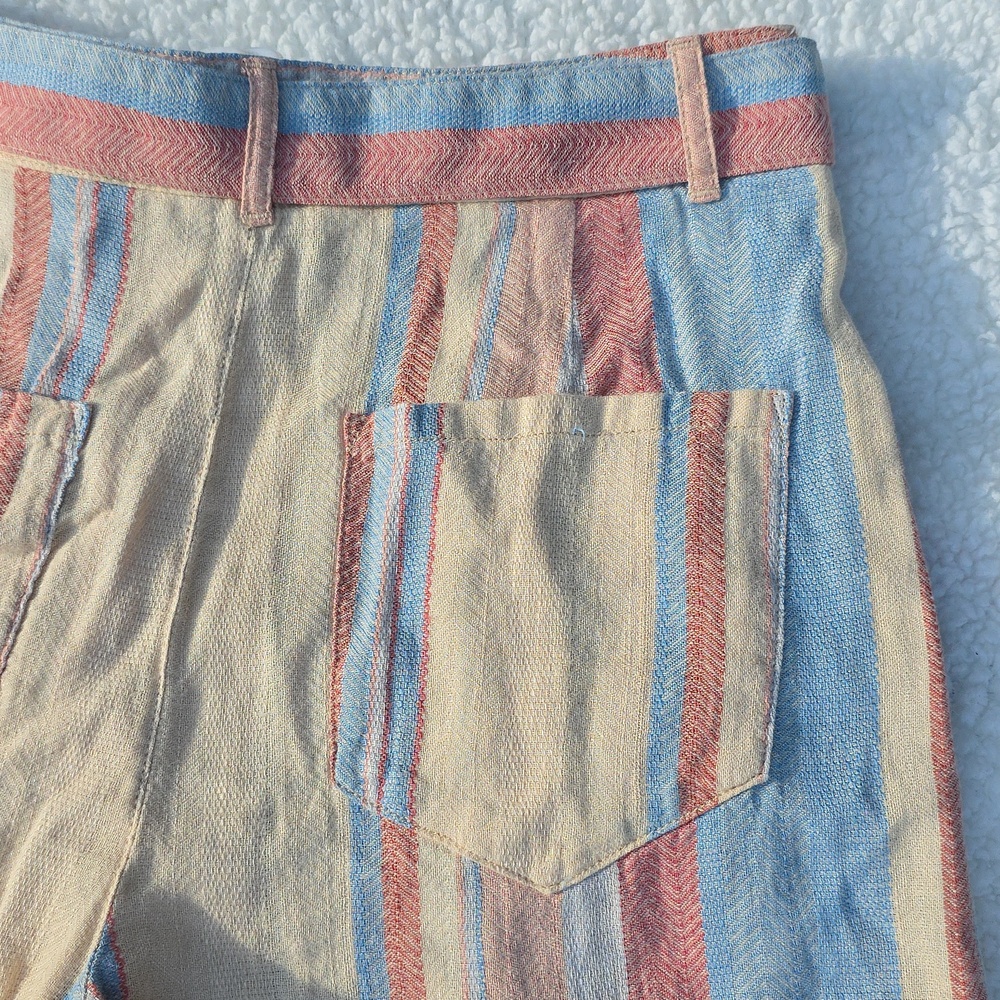 NWT Anthropologie Wide Leg Linen/Cotton Striped Pants Yellow Blue Orange Red Sz4 - Picture 14 of 17